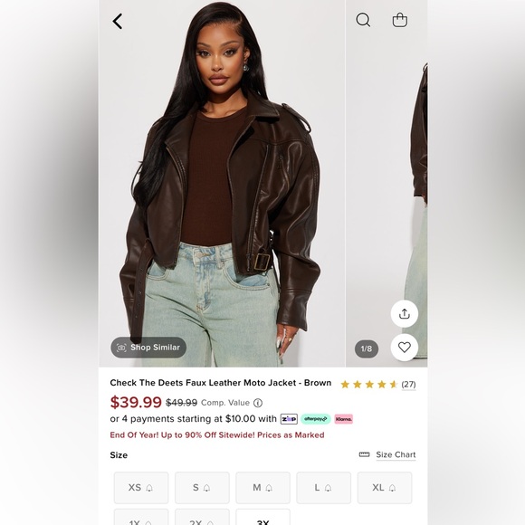 CHECK THE DEETS FAUX LEATHER JACKET - Picture 2 of 2